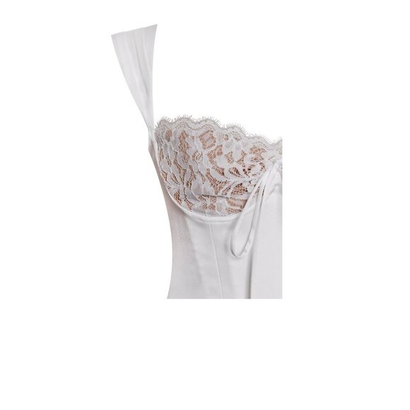 Serina White Lace Satin Corset Top - Picture 7 of 9